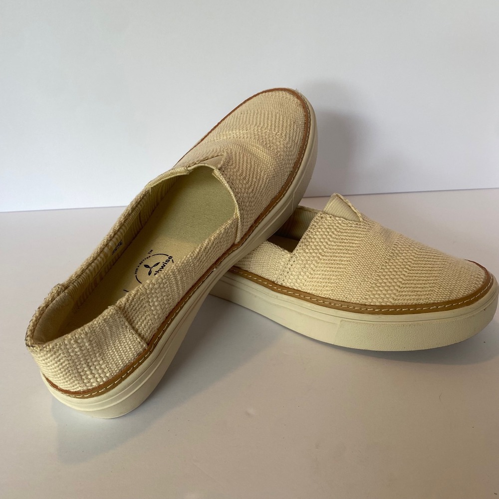 TOMS Earthwise Slip On Sneakers Womens 5W Cream Excellent Woven Shoes